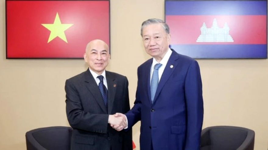 Vietnamese leader To Lam meets Cambodian King Norodom Sihamoni in France